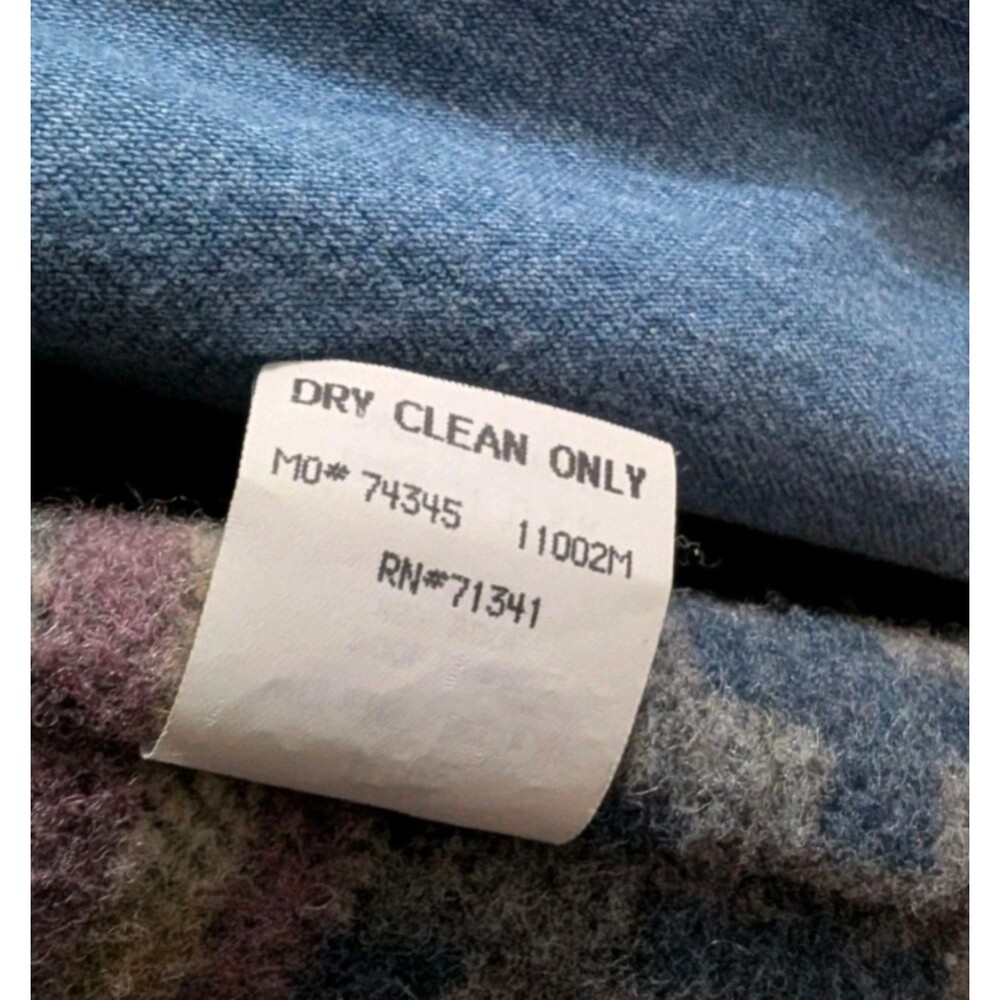 LL Bean Long Denim L Chore Coat Navajo Inspired Wool Blanket Lined Retro 80s - Picture 10 of 12
